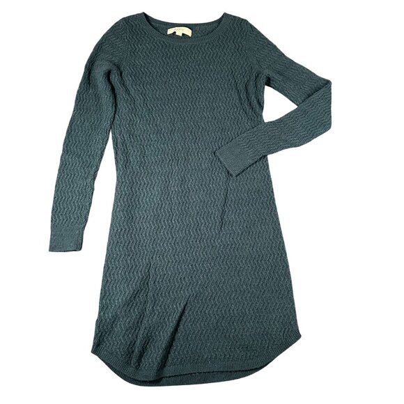 Ann Taylor LOFT L Green Cable Knit Wool Rabbit Blend Sweater Dress Long Sleeve - Picture 1 of 8